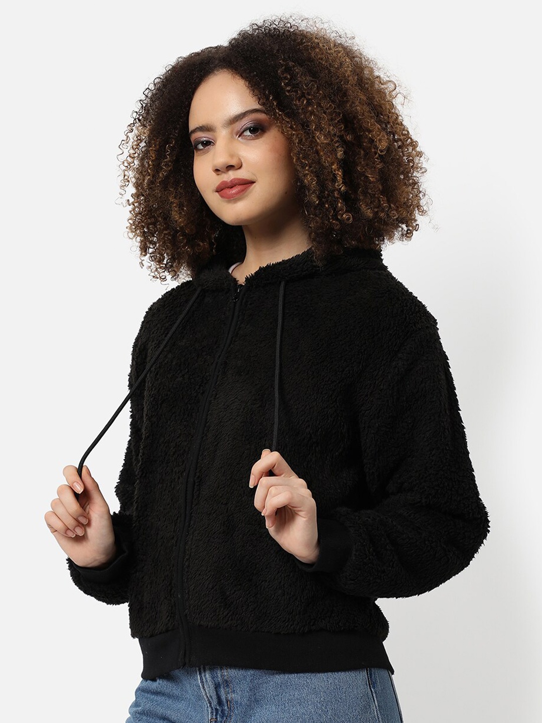 

Campus Sutra Cotton Hooded Sweatshirt, Black