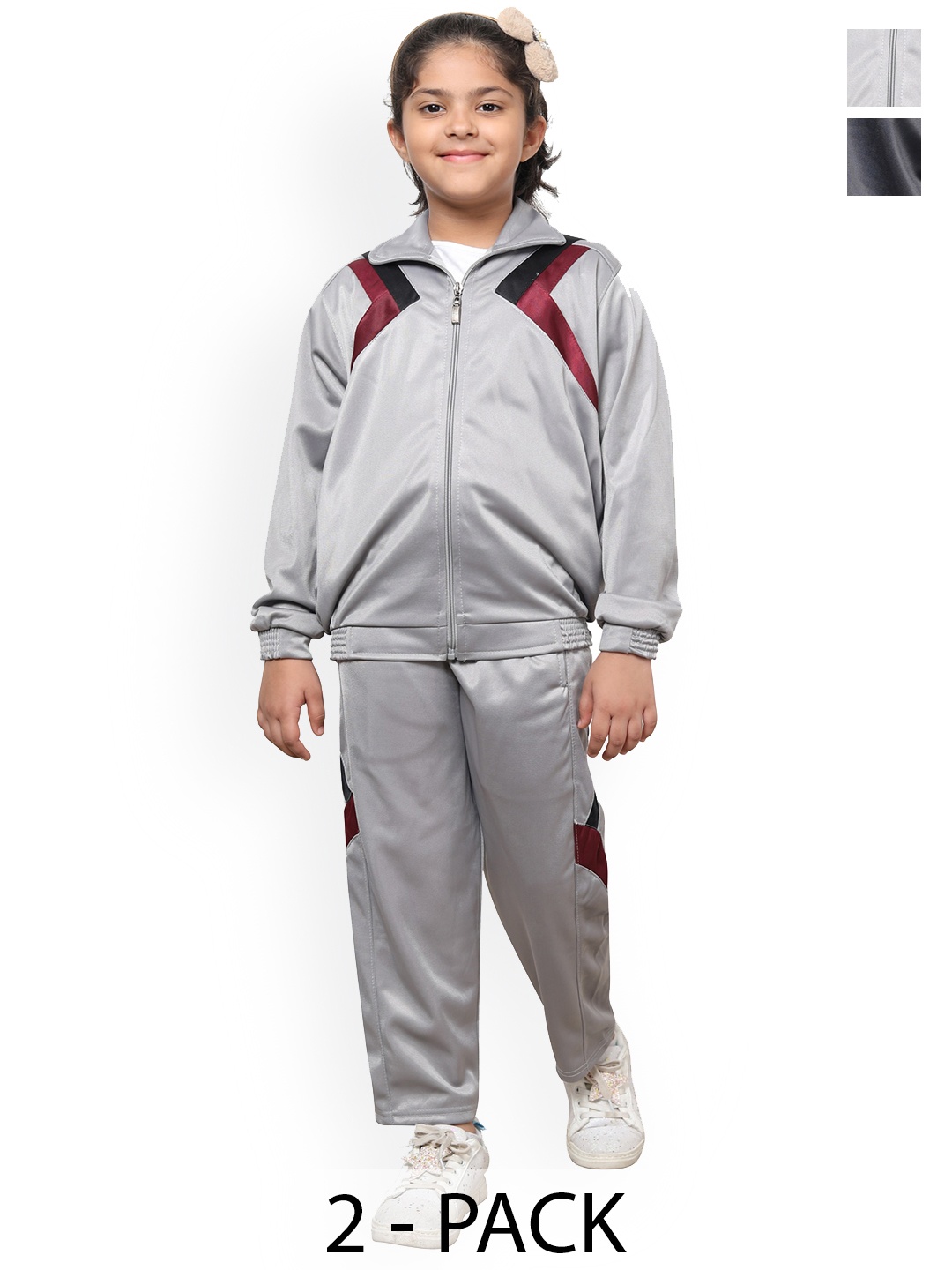 

BAESD Girls Pack Of 2 Mock Collar Tracksuits, Grey