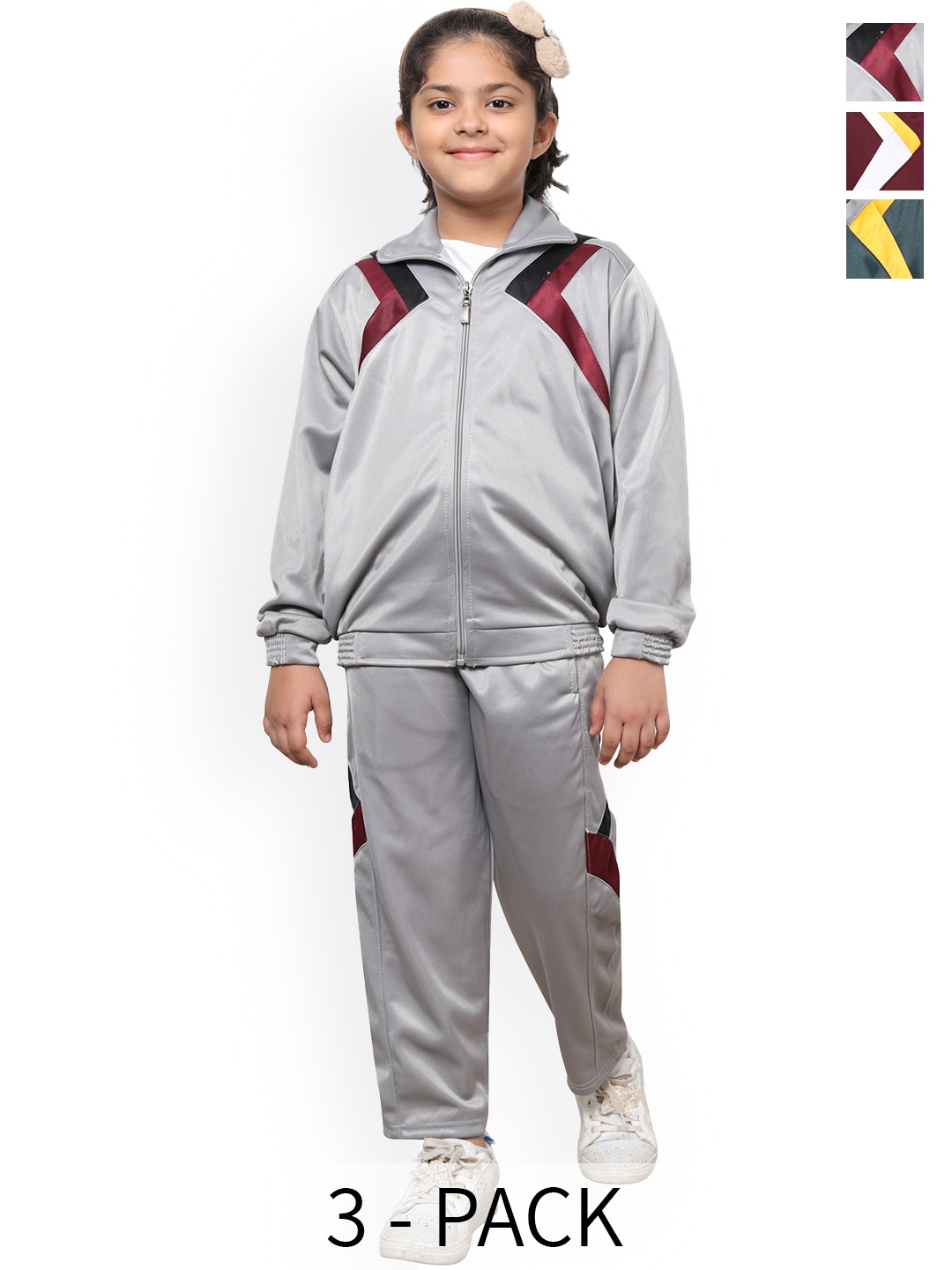 

BAESD Girls Pack Of 3 Mock Collar Tracksuits, Grey