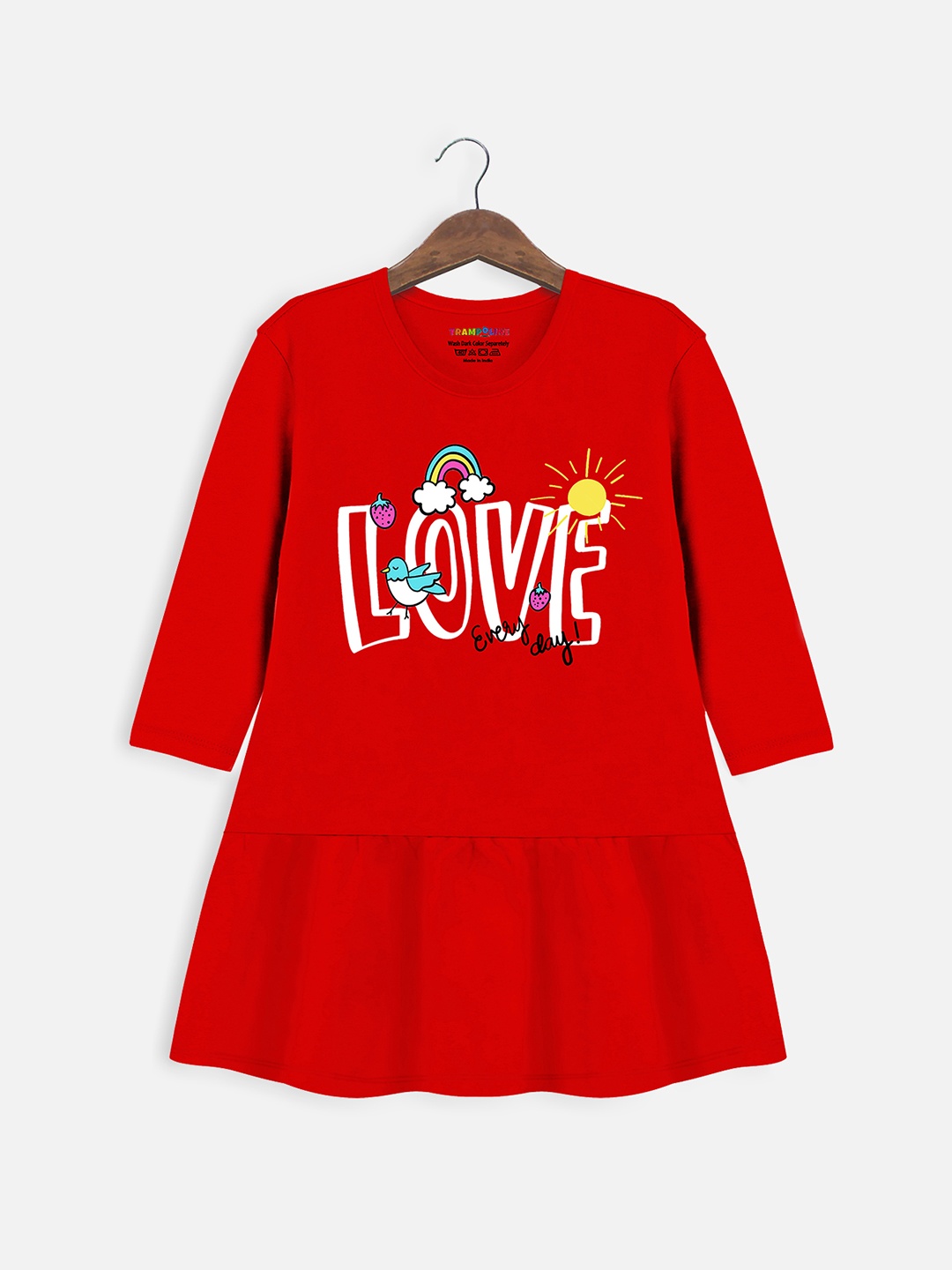 

Trampoline Typography Printed Fit & Flare Dress, Red