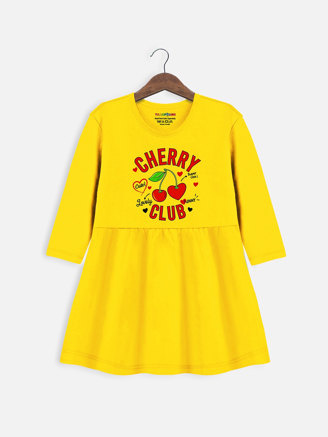 

Trampoline Typography Printed Cotton Fit & Flare Dress, Yellow