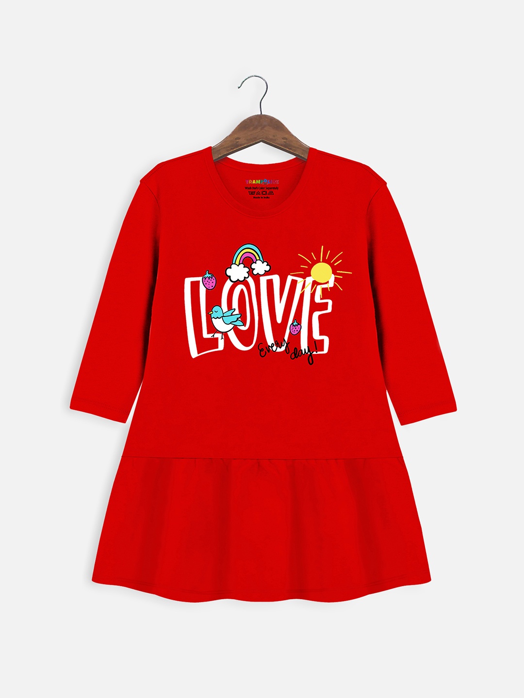 

Trampoline Typography Printed Fit & Flare Dress, Red