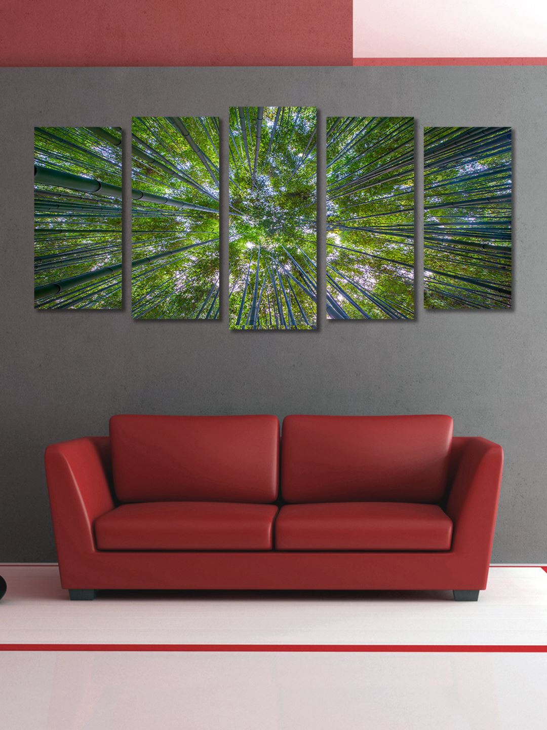 

999Store Set of 5 Green Bamboo Wall Art