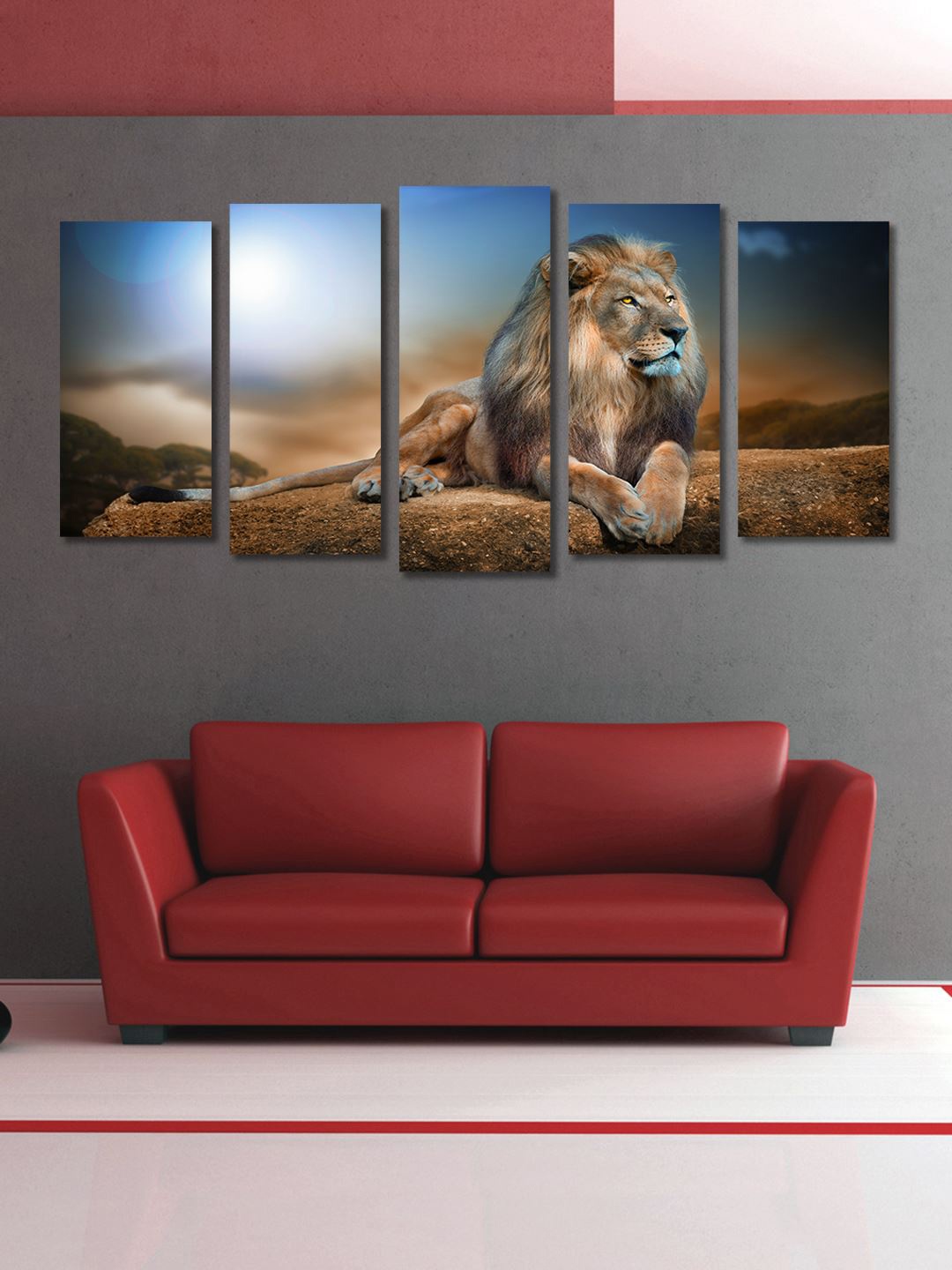 

999Store Brown & Blue Set of 5 Wall Art
