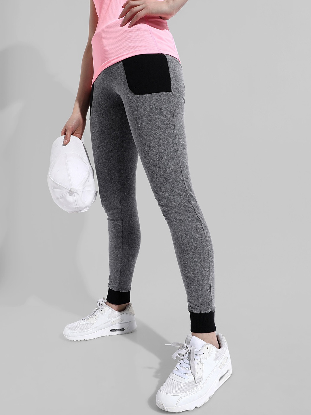 

Campus Sutra Women Colourblocked Cotton Sports Joggers, Grey