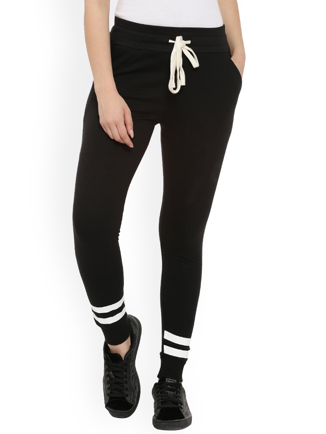 

Campus Sutra Women Cotton Joggers, Black