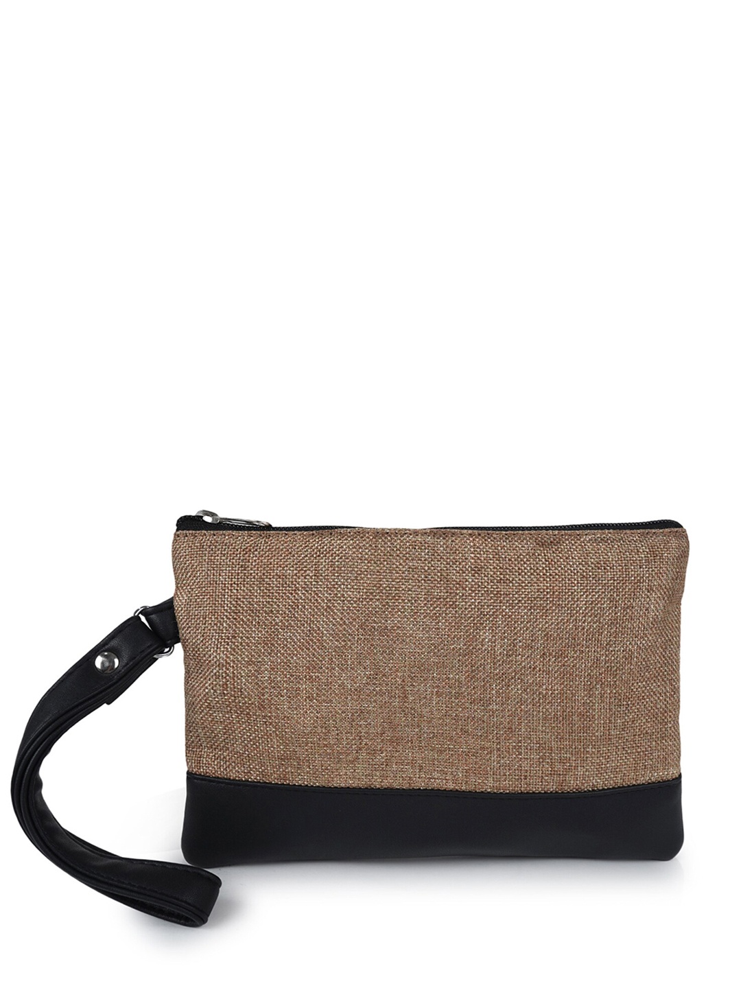 

CIMONI Colourblocked Stylish Jute Wrist Travel Pouch, Brown