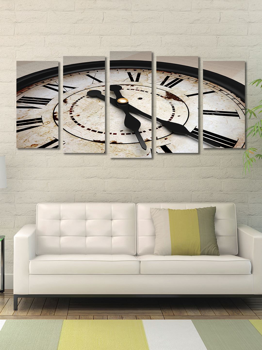 

999Store Brown & White Set of 5 Framed Wall Paintings