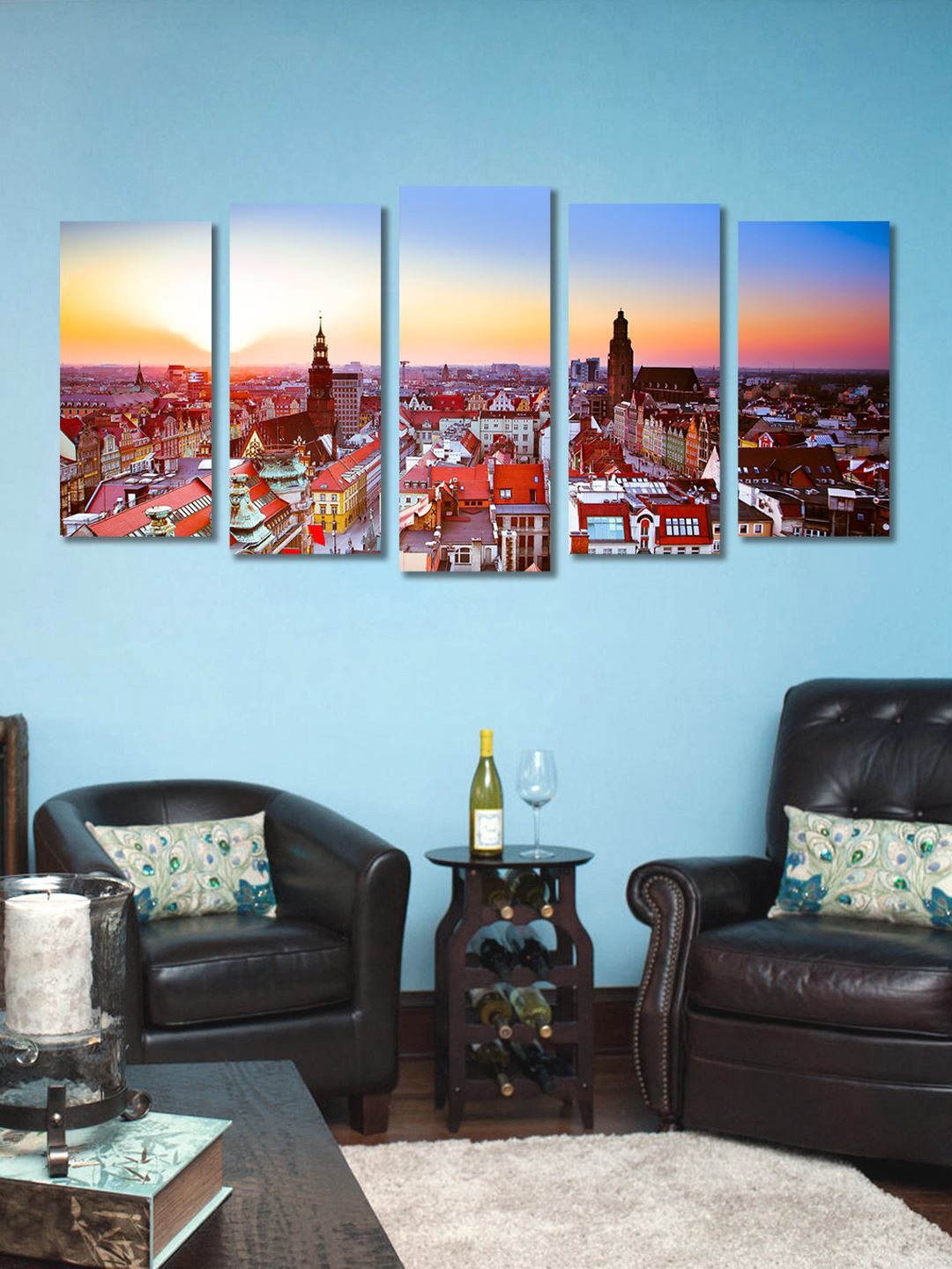 

999Store Multicolored Set of 5 Framed Wall Paintings, Multi