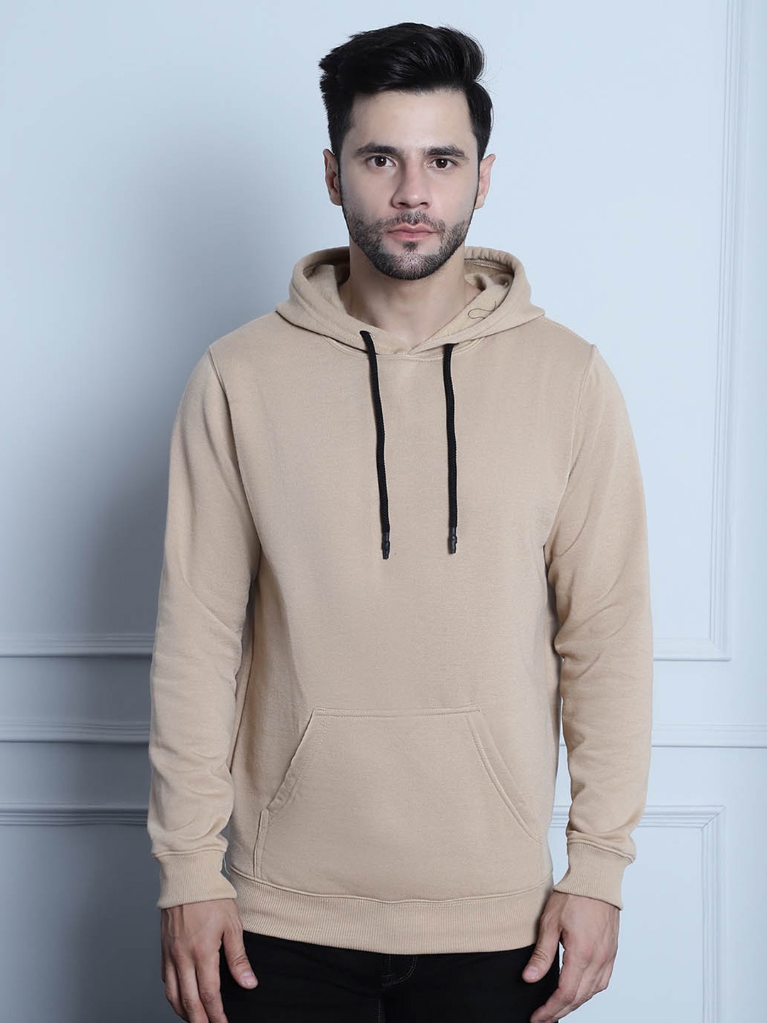 

Imsa Moda Hooded Pullover Ribbed Sweatshirt, Beige