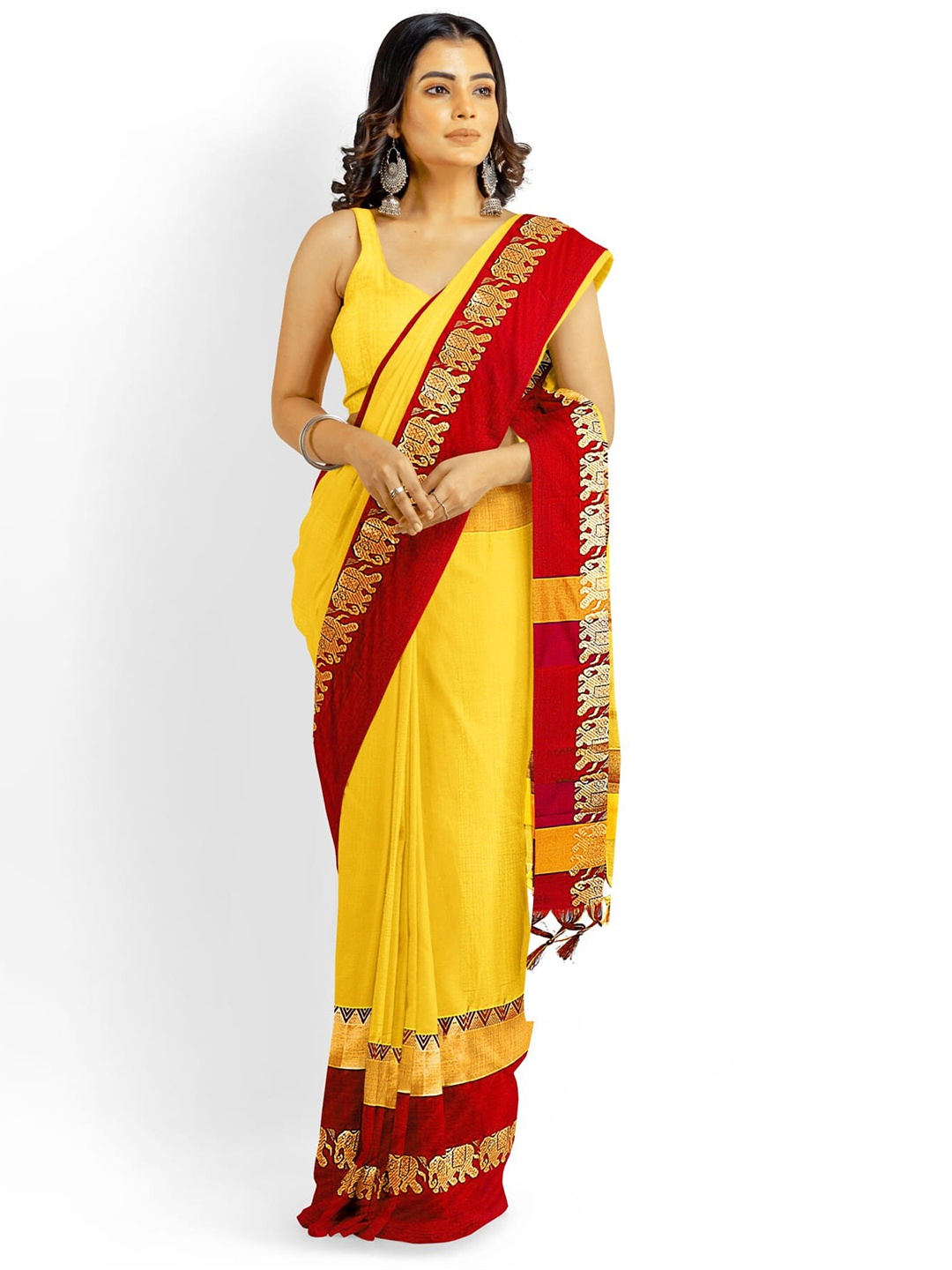 

KALINI Zari Silk Cotton Banarasi Saree, Yellow