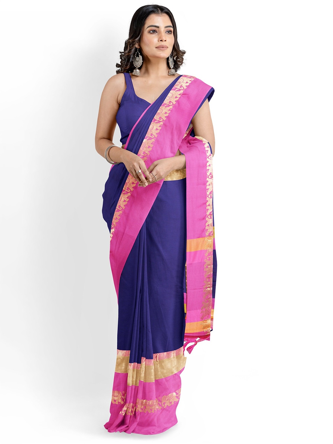 

KALINI Zari Silk Cotton Banarasi Saree, Blue