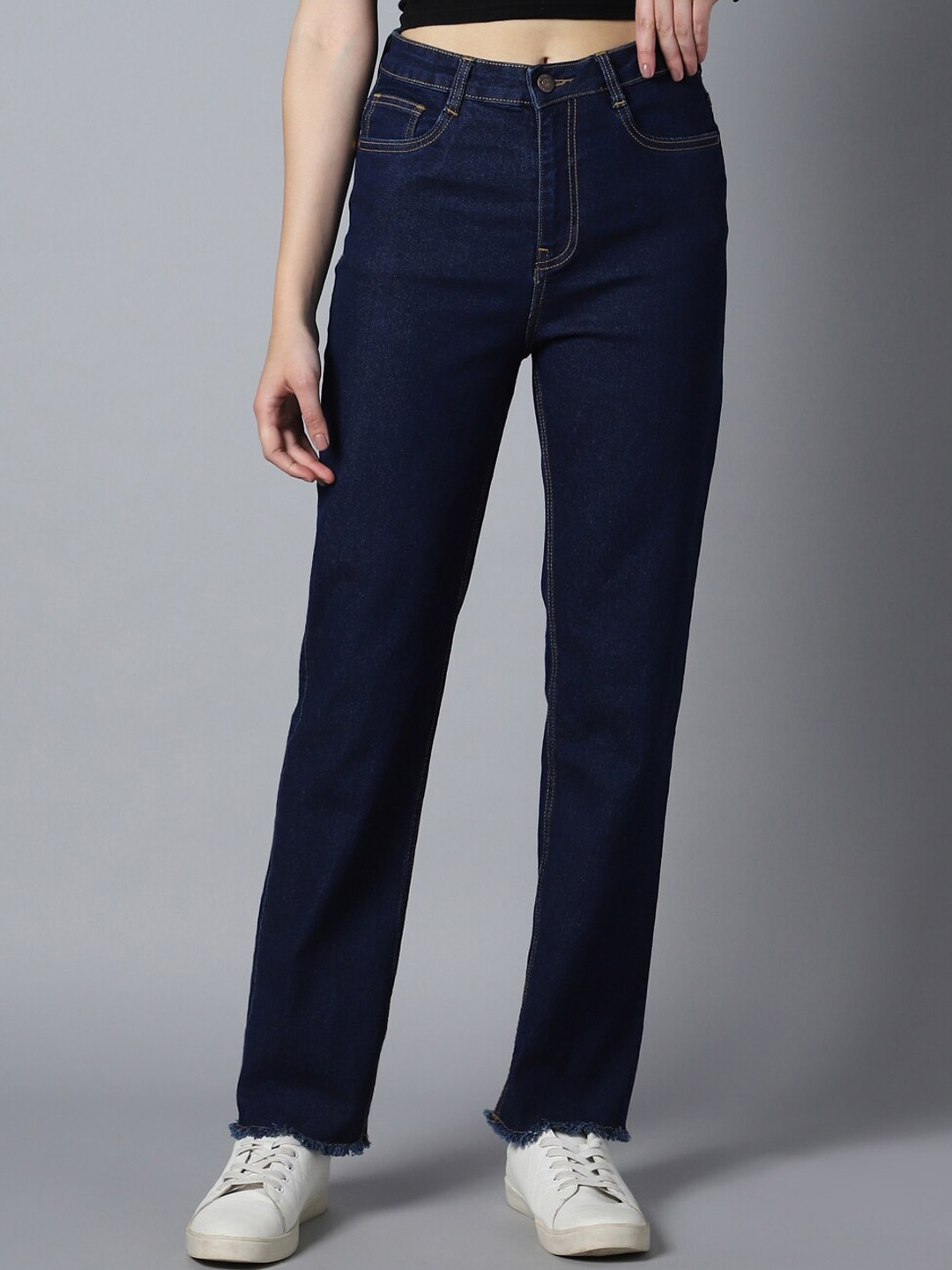

High Star Women Straight Fit High-Rise Clean Look Stretchable Jeans, Blue