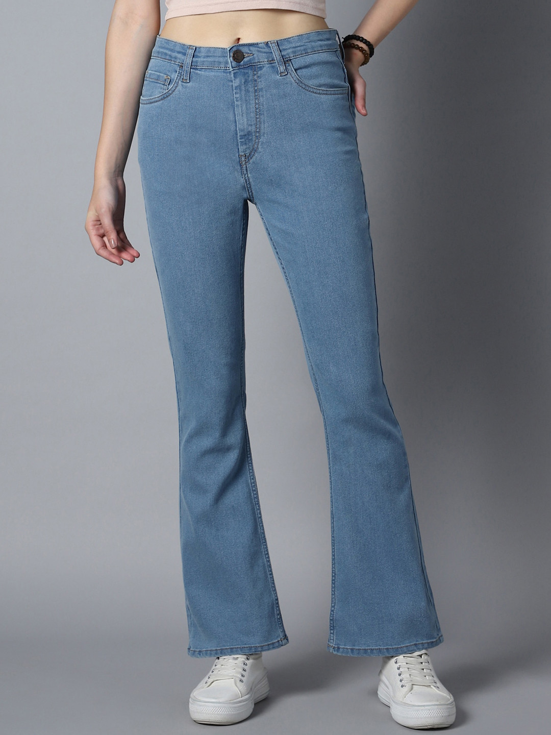 

High Star Women Bootcut High-Rise Clean Look Stretchable Jeans, Blue