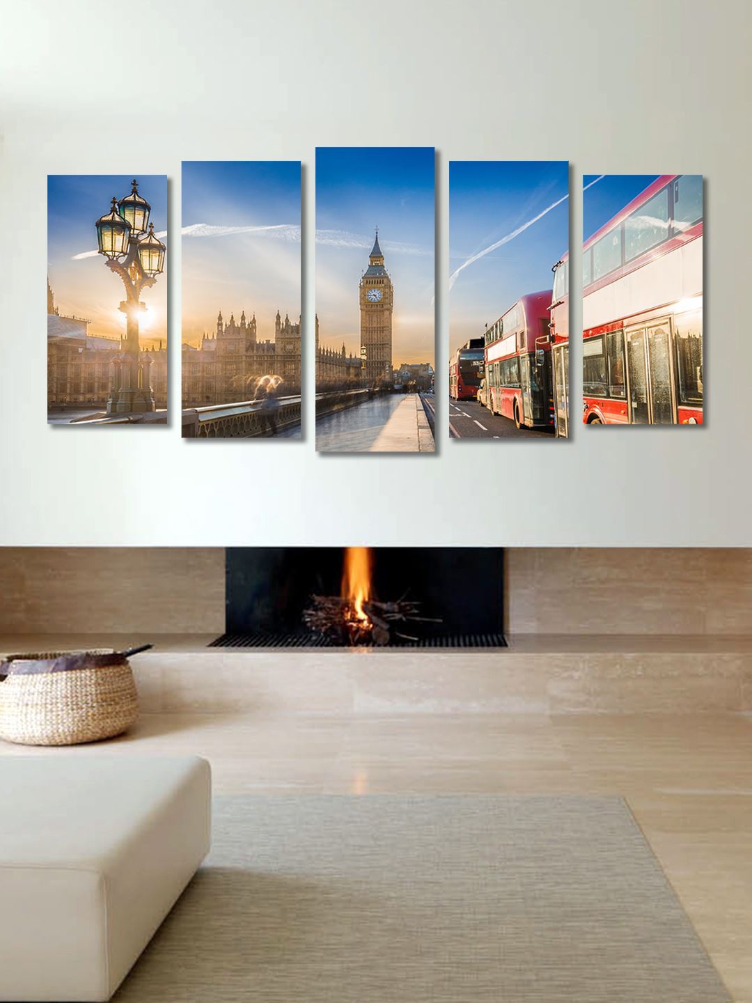 

999Store Multicolored Set of 5 Framed Wall Paintings, Multi