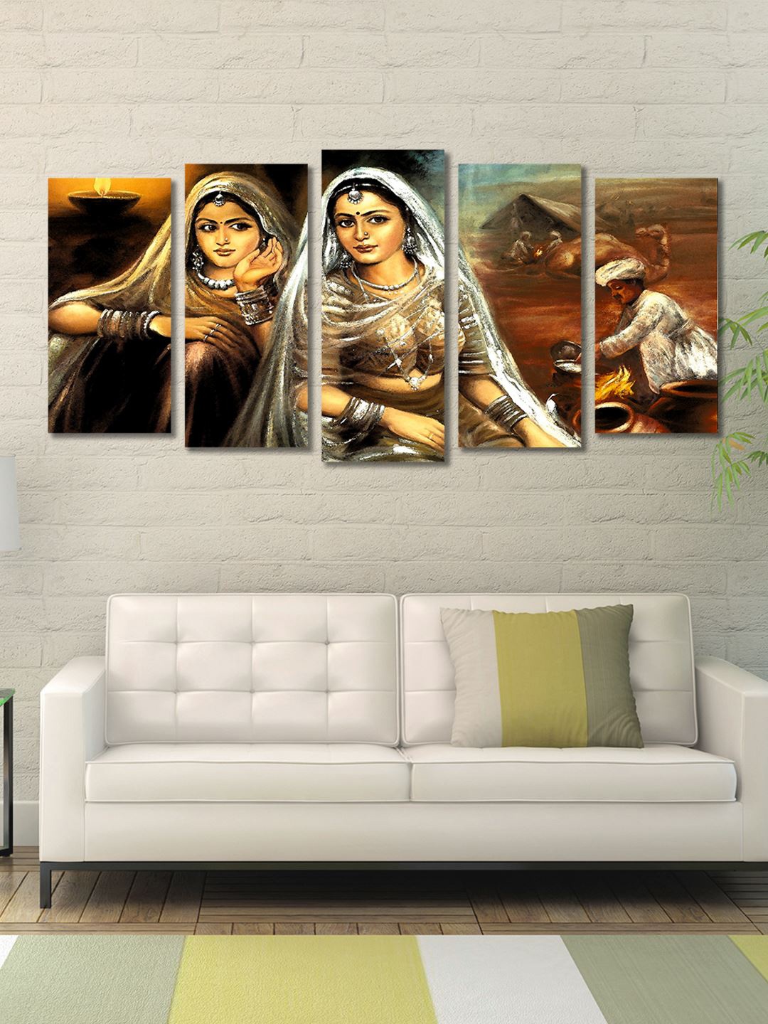 

999Store Brown Set of 5 Framed Wall Paintings