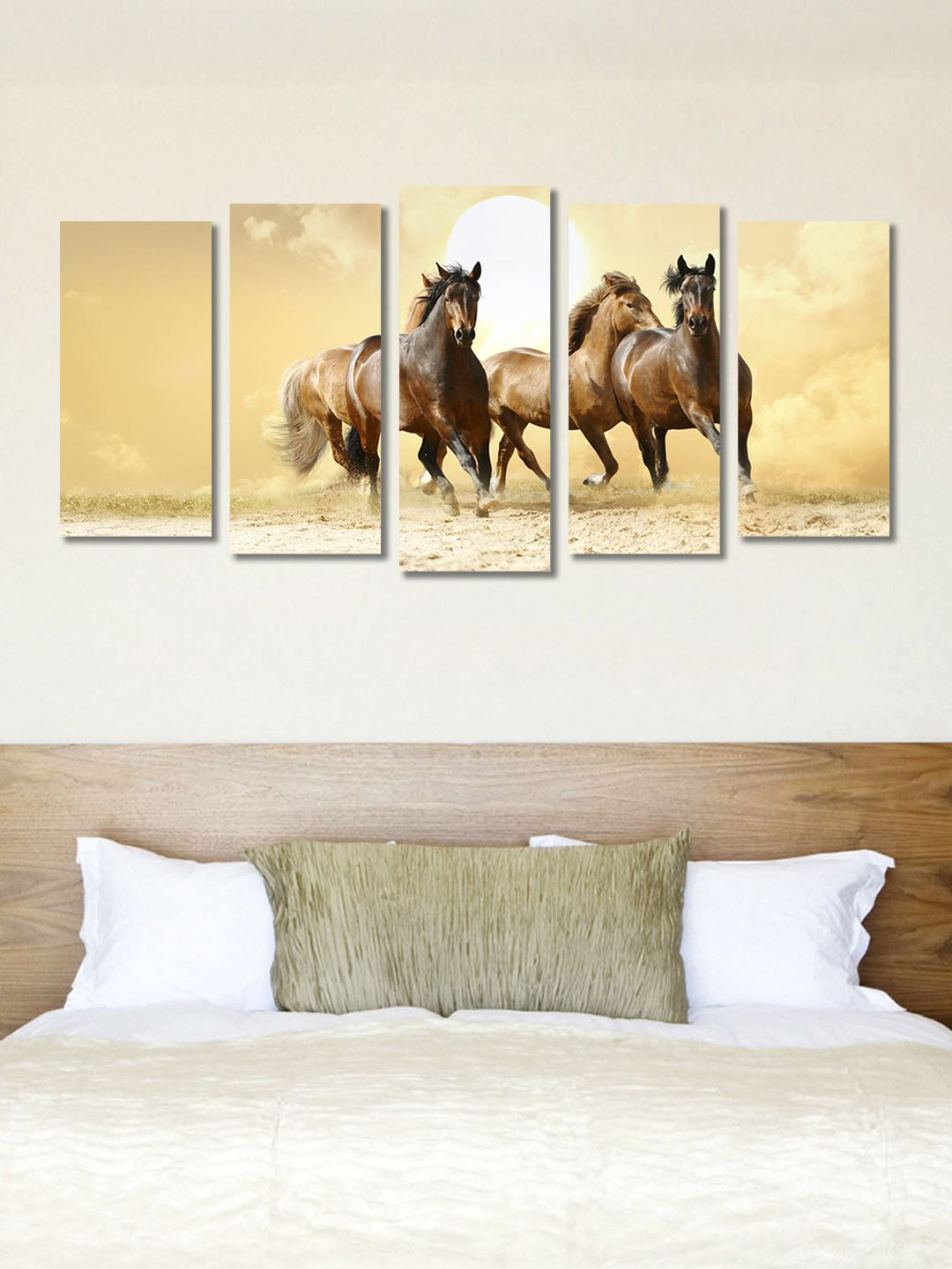 

999Store Yellow & Brown Set of 5 Wall Art