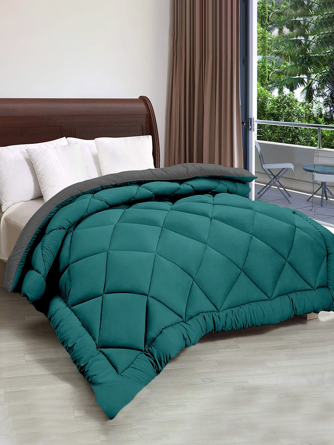 

Cloth Fusion Microfiber Reversible Heavy Winter 210 GSM Double Bed Comforter, Teal