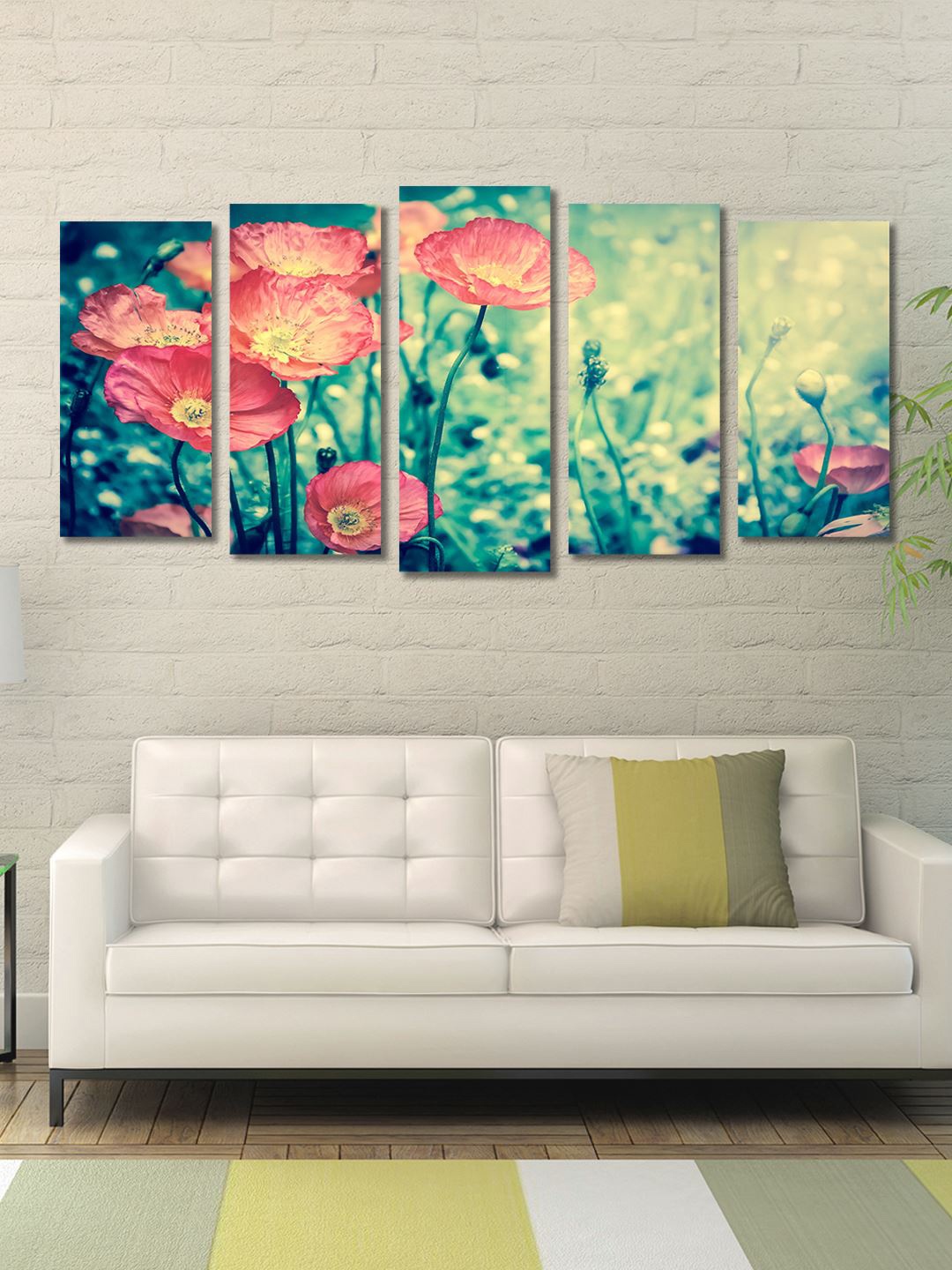 

999Store Green & Pink Set of 5 Wall Art