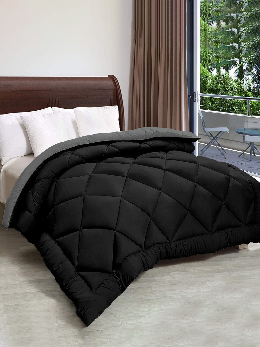 

Cloth Fusion Black Microfiber Reversible Heavy Winter 210 GSM Single Bed Comforter