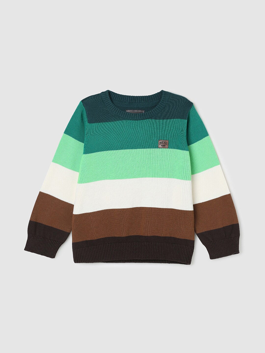 

max Boys Colourblocked Cotton Pullover Sweater, Brown