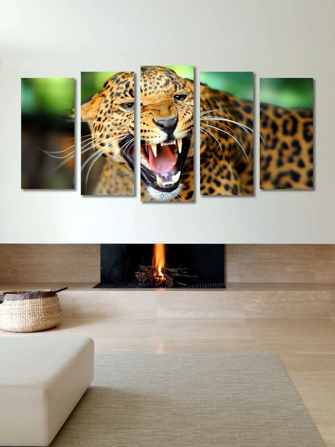 

999Store Set of 5 Multicoloured Animal Wall Art, Multi
