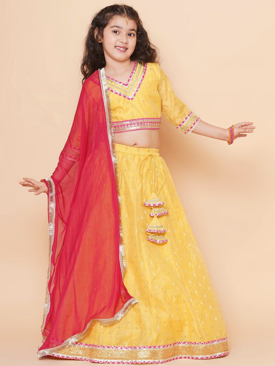 

Bitiya by Bhama Girls Ready to Wear Lehenga & Blouse With Dupatta, Yellow