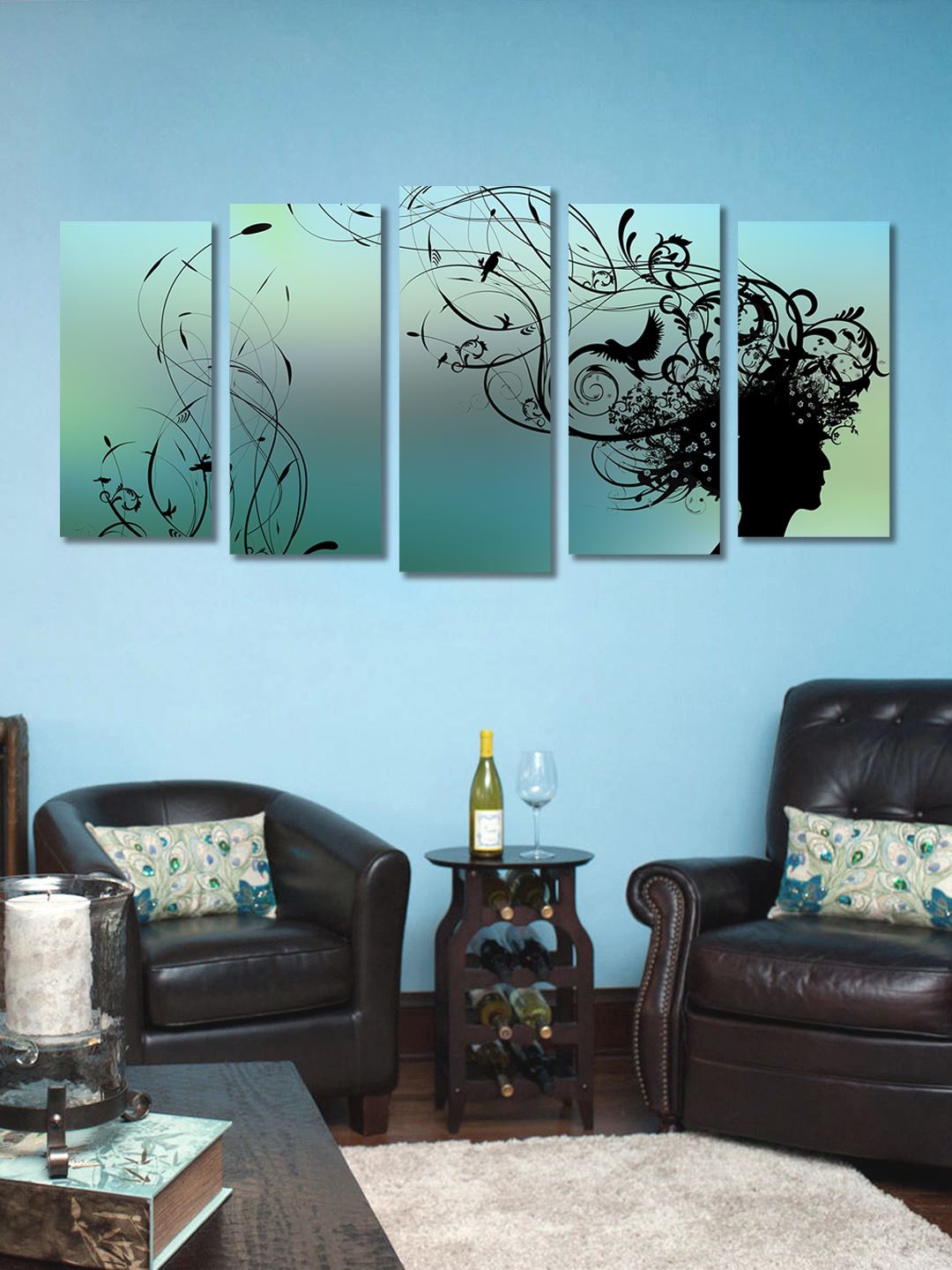 

999Store Set of 5 Blue Abstract Wall Art