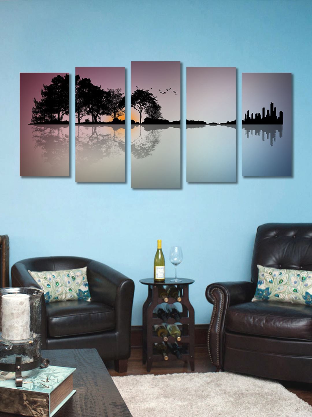 

999Store Set of 5 Wall Art, Pink