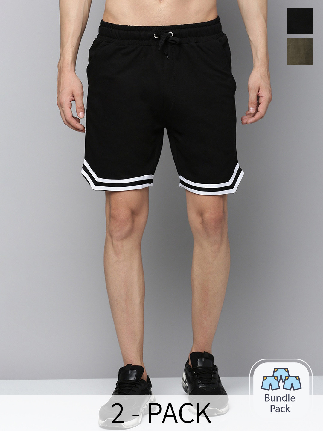 

Urban Dog Men Pack Of 2 Sports Shorts, Black