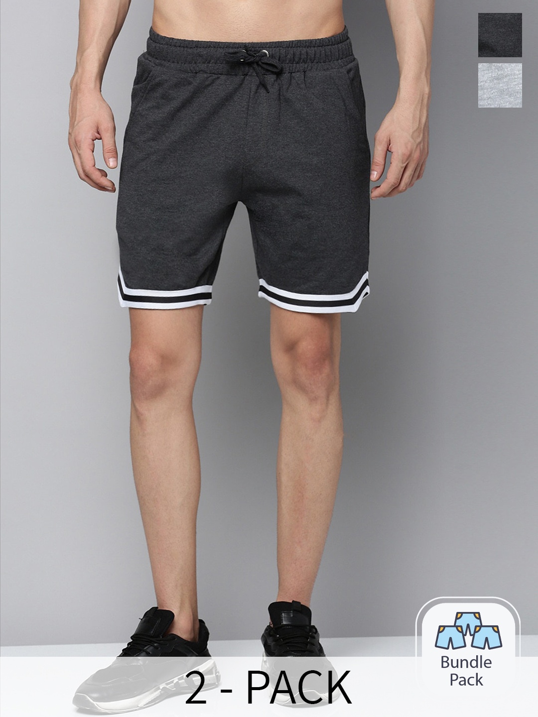 

Urban Dog Men Pack Of 2 Sports Shorts, Grey