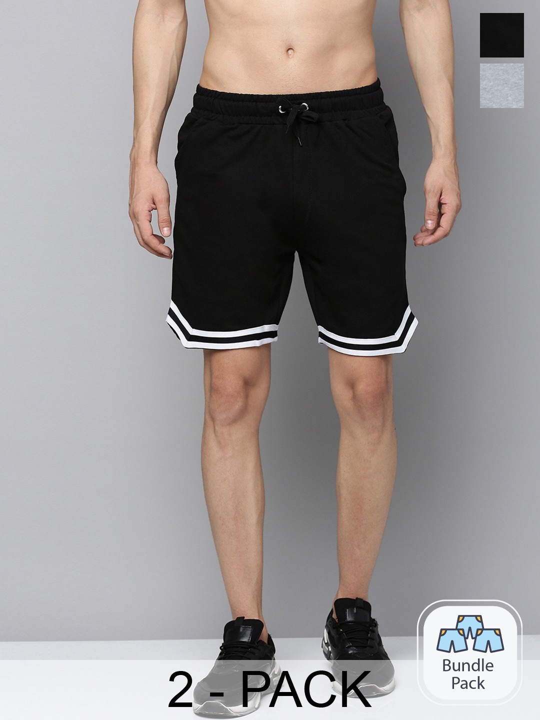 

Urban Dog Men Pack Of 2 Sports Shorts, Black