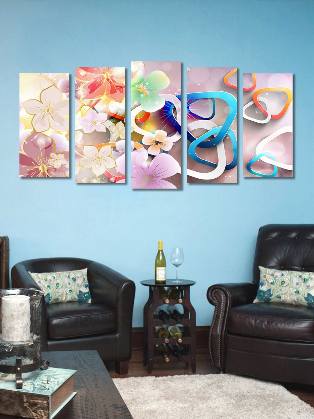 

999Store Multicoloured Set of 5 Wall Art, Multi