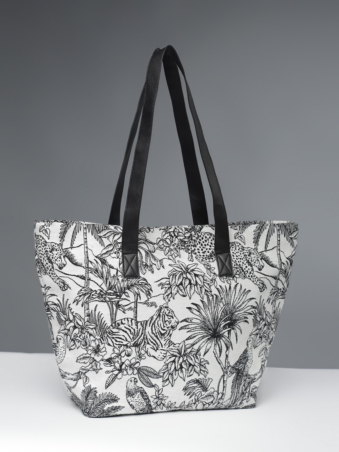 

DEEBACO Floral Printed Oversized Shopper Shoulder Bag, White