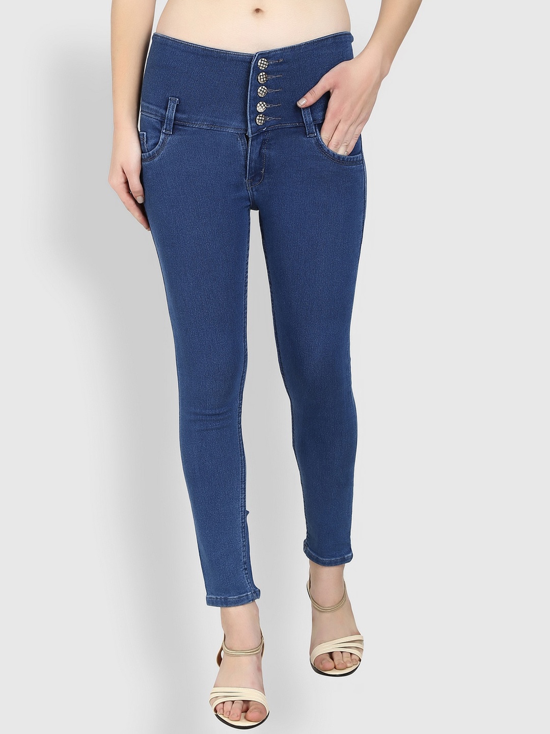 

A-Okay Women Skinny Fit Mid Rise Stretchable Jeans, Blue