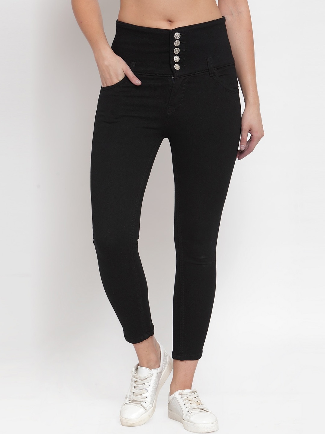 

A-Okay Women Skinny Fit Clean Look Stretchable Jeans, Black