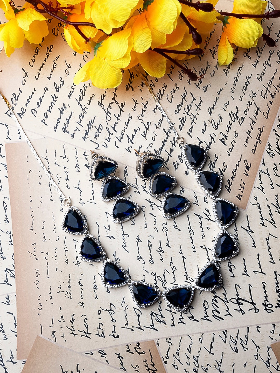 

StileAdda Silver-Plated CZ-Studded Necklace & Earrings