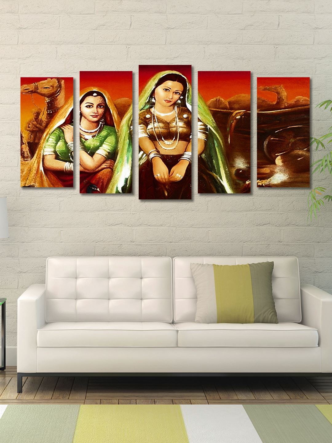 

999Store Brown & Red Set of 5 Wall Art