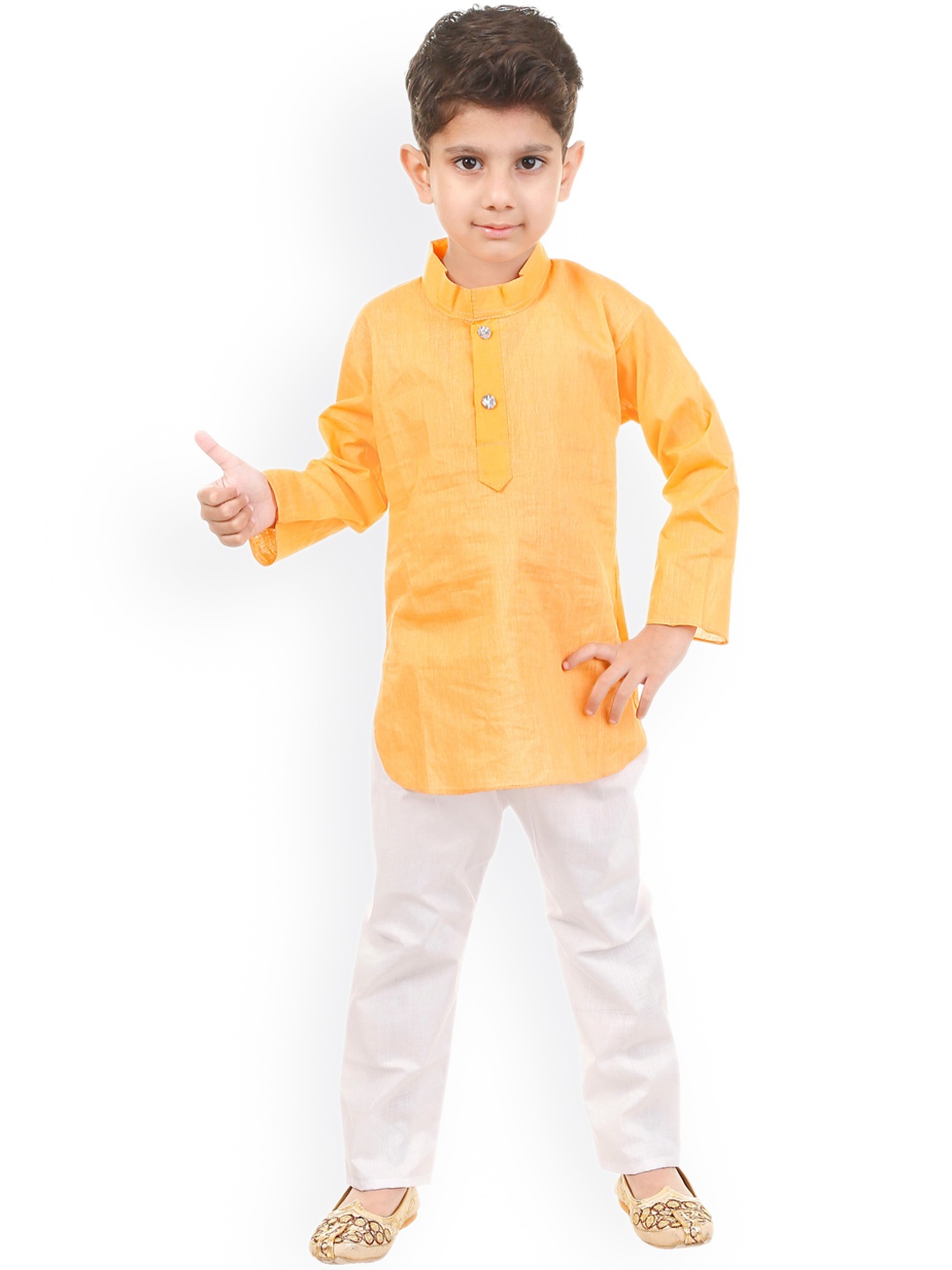 

BAESD Boys Mandarin Collar Pure Cotton Regular Kurta with Pyjamas, Orange