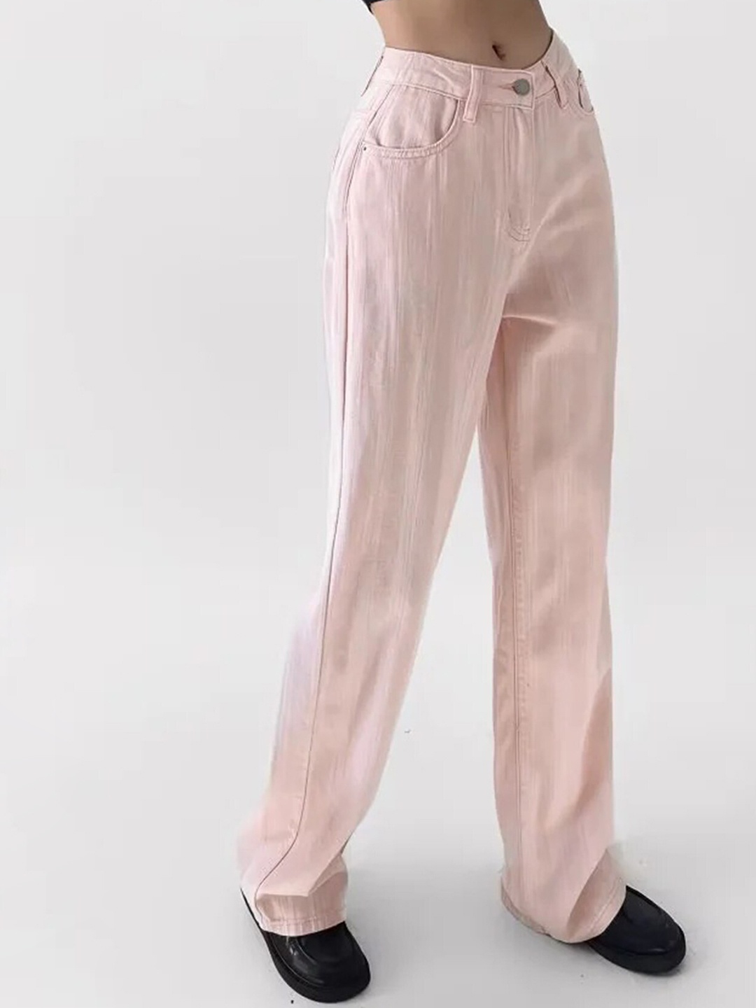 

LULU & SKY Women Straight Fit Clean Look Jeans, Pink