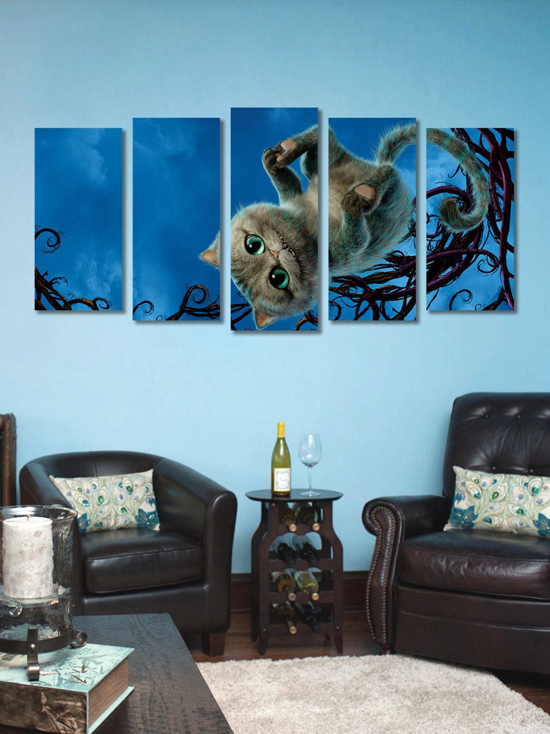 

999Store Blue & Brown Set of 5 Wall Art