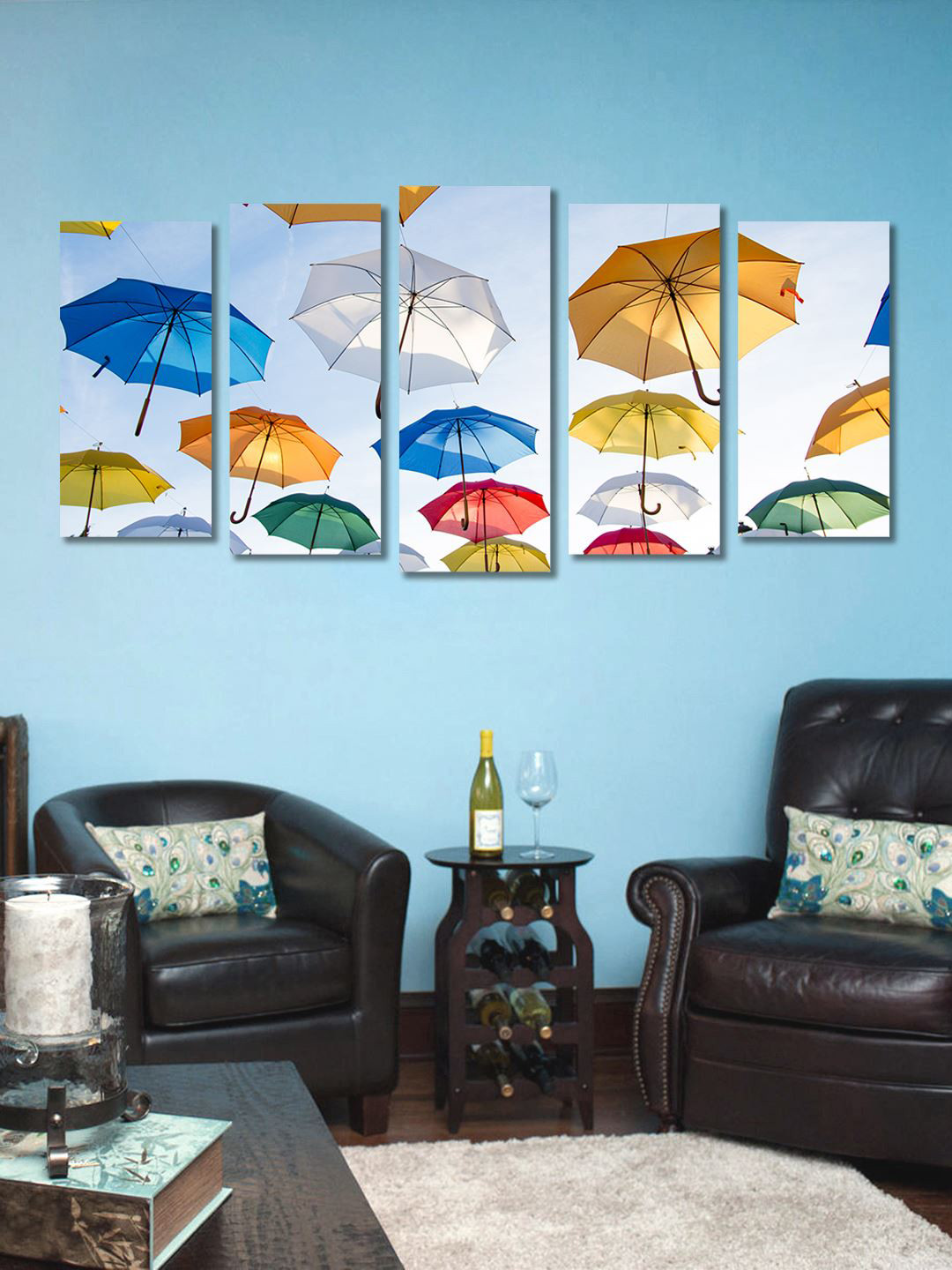 

999Store Multicoloured Set of 5 Abstract Wall Art, Multi