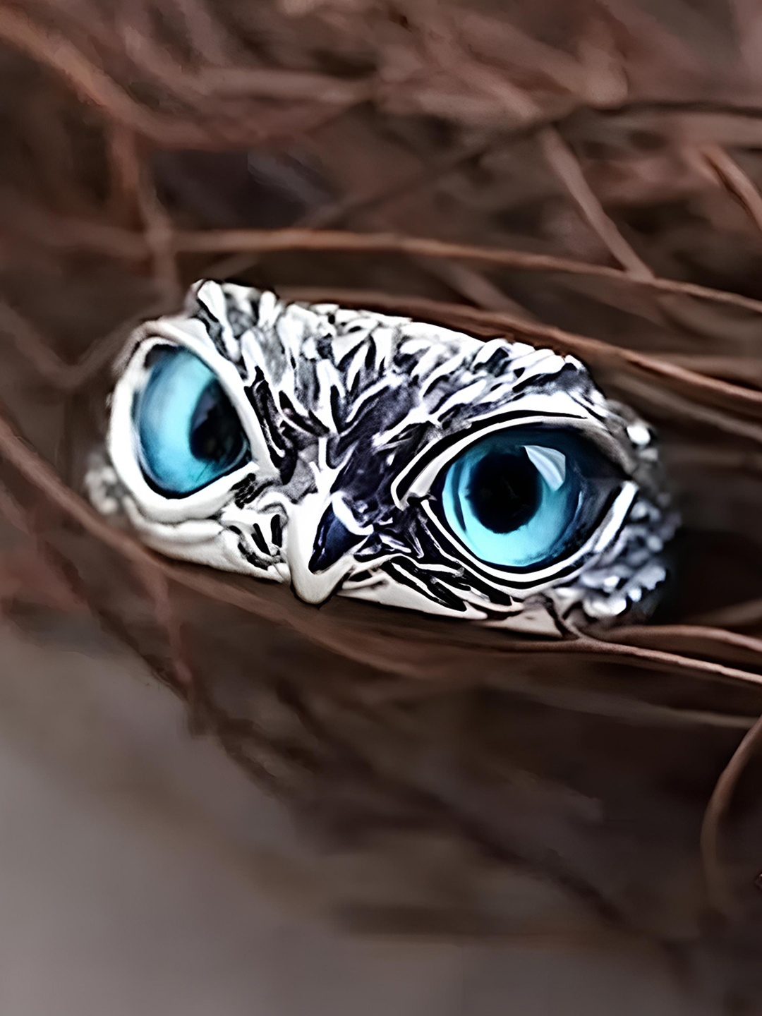 

KARISHMA KREATIONS Unisex Owl Eye Shaped Finger Ring, Silver