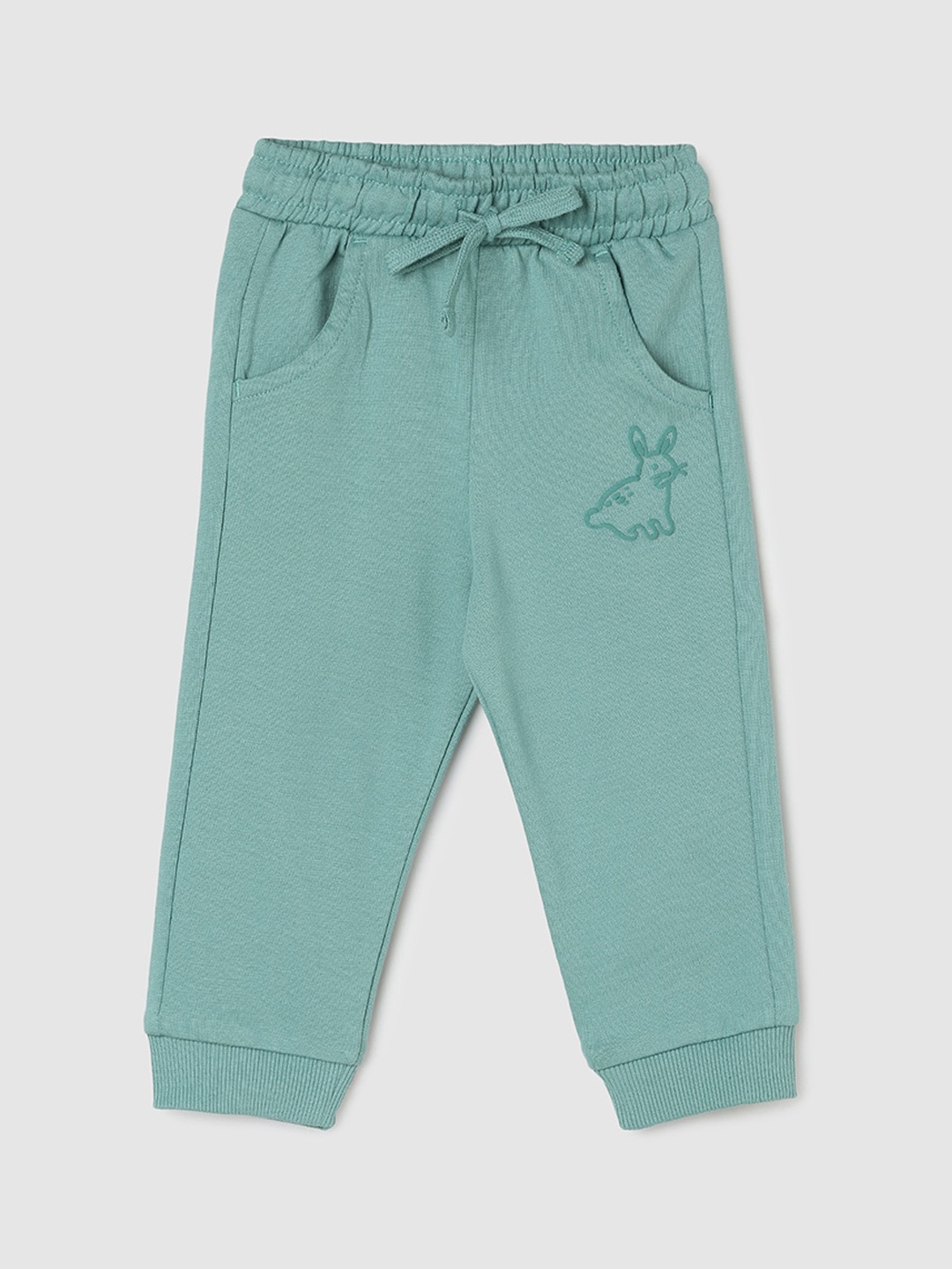 

max Girls Mid-Rise Pure Cotton Joggers, Green