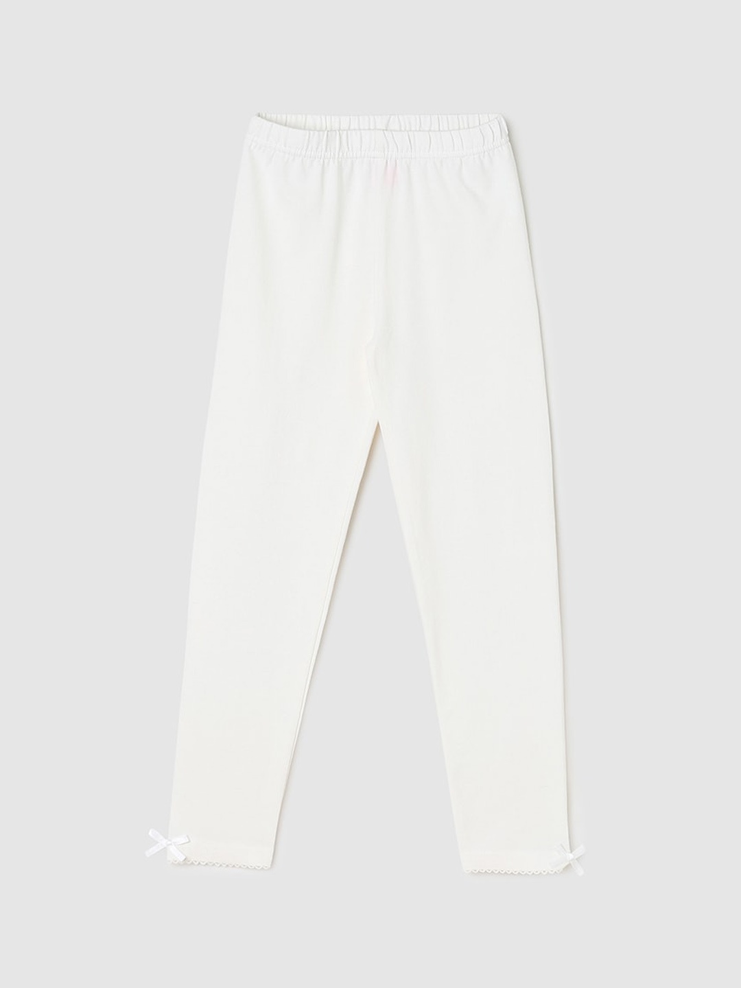 

max Girls Cotton Ankle Length Leggings, White