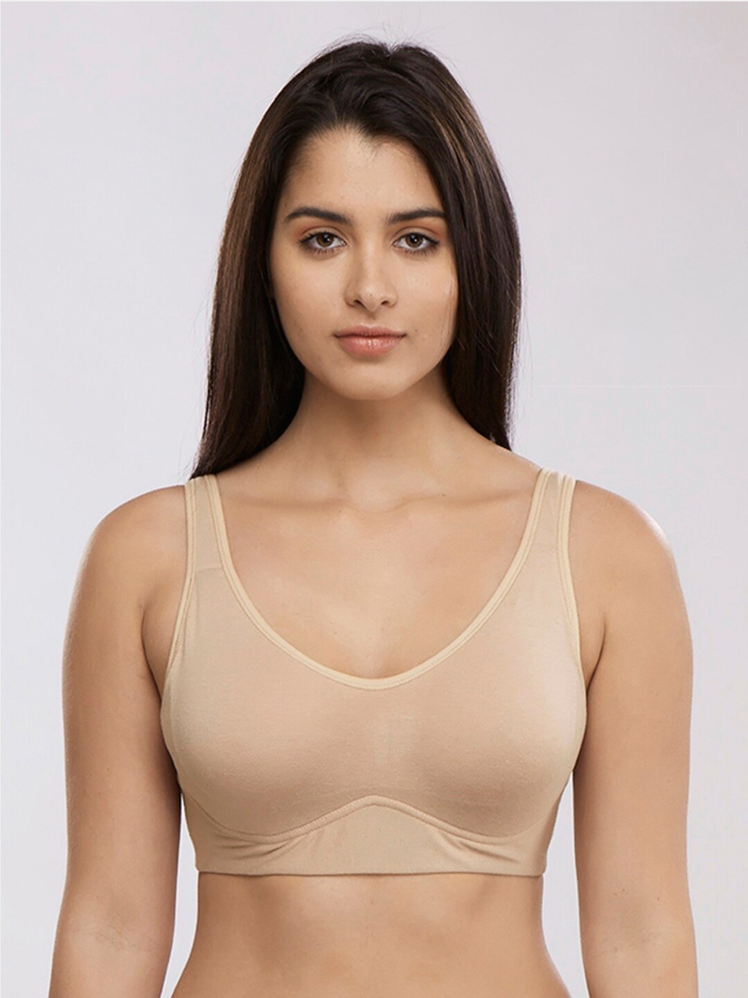 

Inner Sense Full Coverage Anti Odour Organic Cotton Minimizer Bra With Anti Microbial, Beige