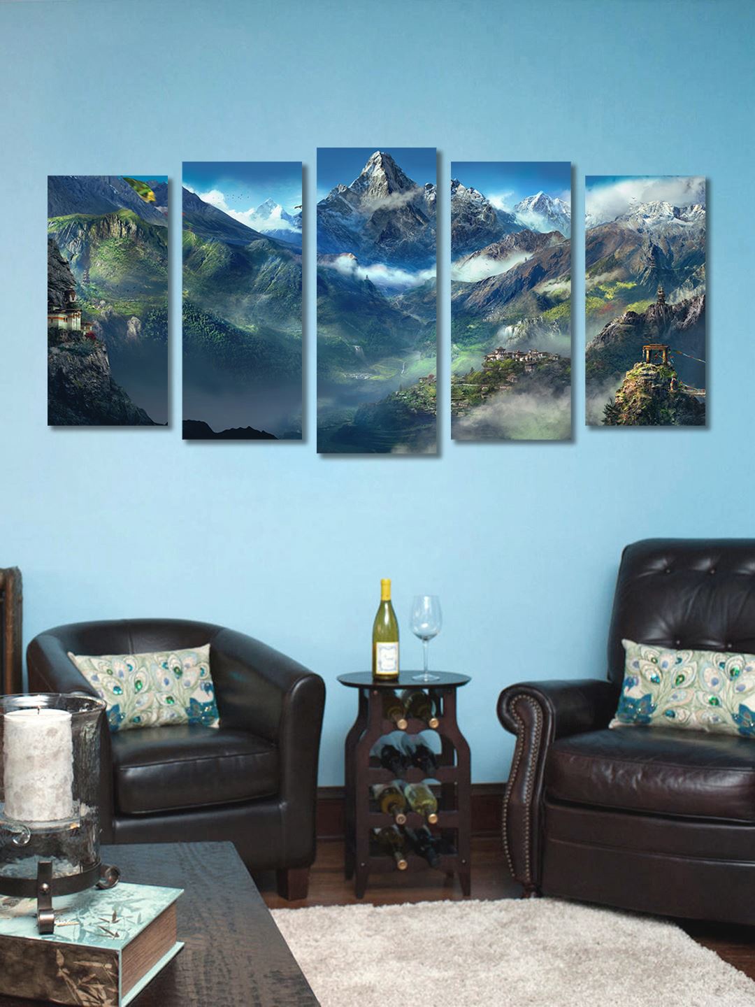 

999Store Multi Coloured Set of 5 Wall Art