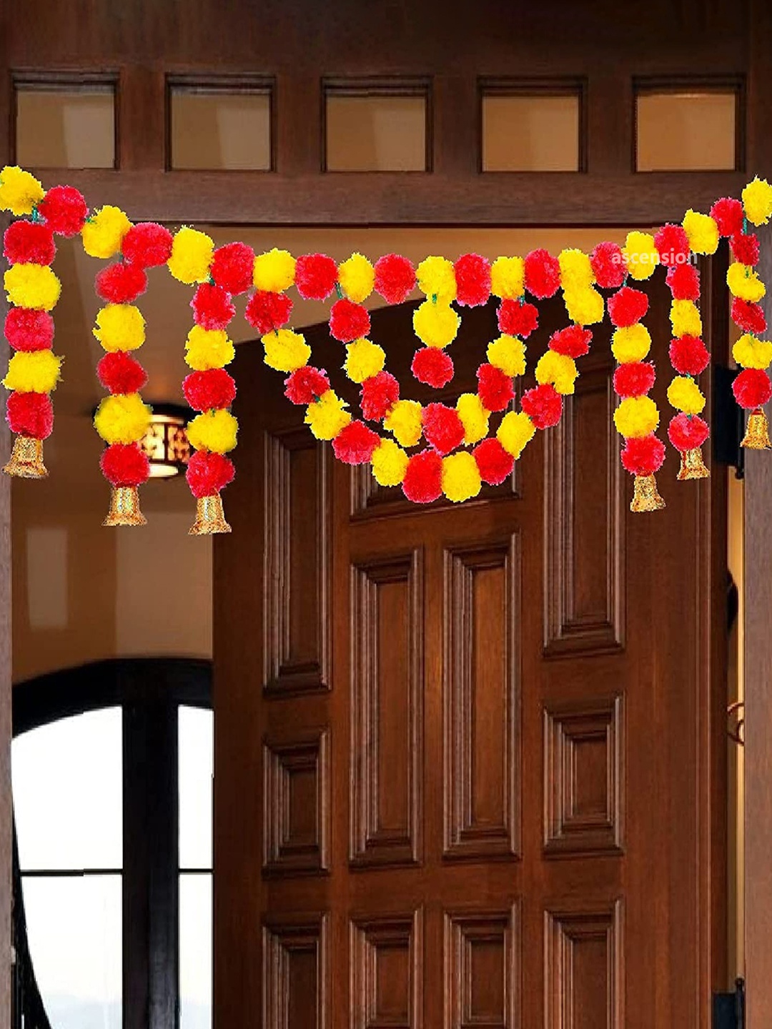 Ascension Red & Yellow Marigold Flower Garlands Door Toran, Multi
