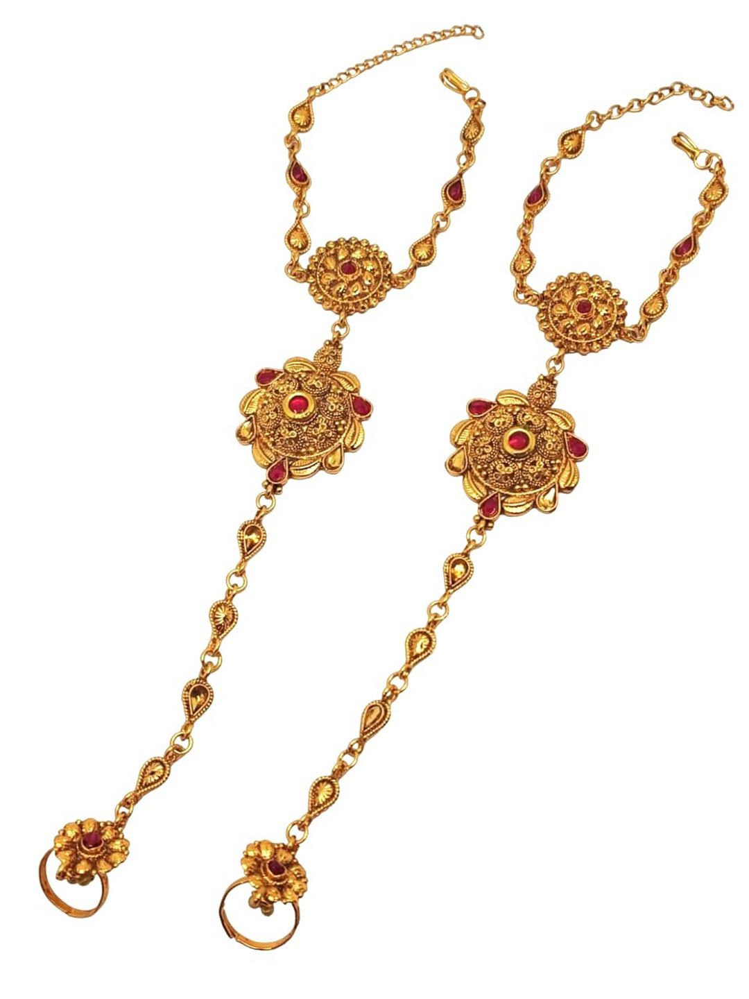 

FEMMIBELLA Women Set Of 2 Gold-Plated Ring Bracelet