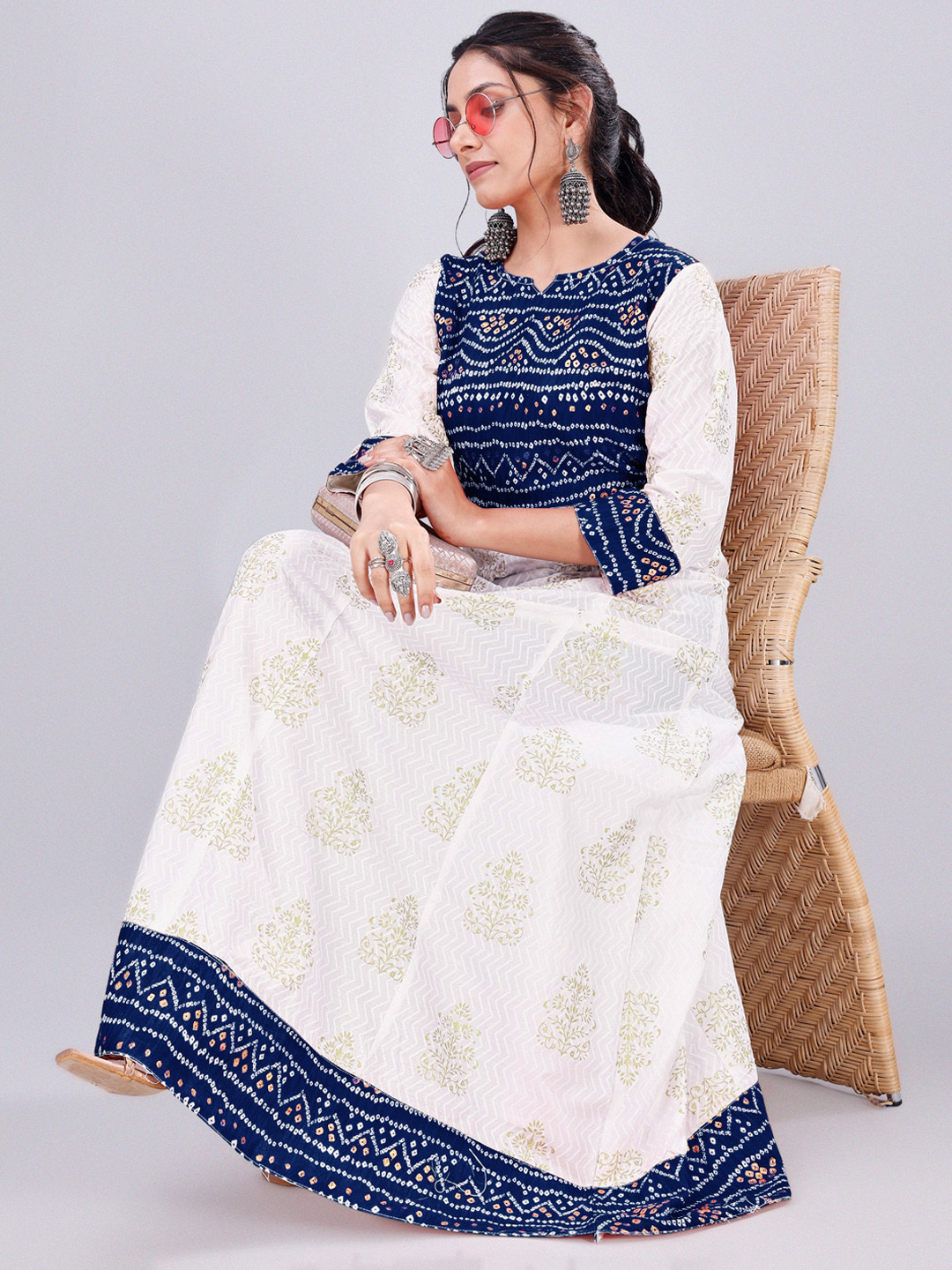 

Roykals Ethnic Motifs Printed Anarkali Kurta, White